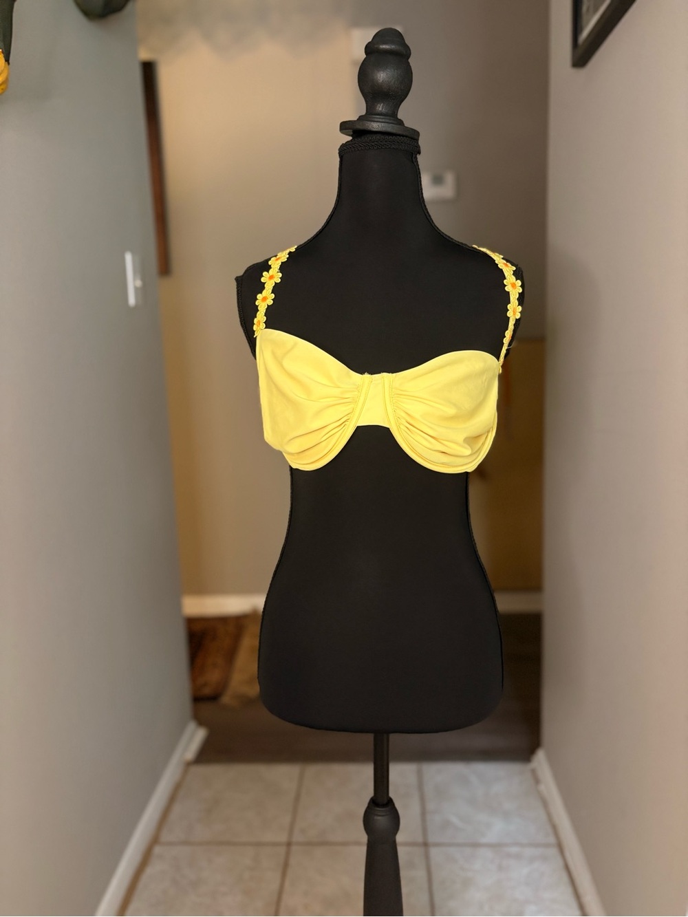 wild fable Yellow Floral Strap Bikini Top